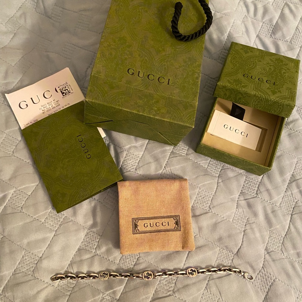 ***NWT Mens Sterling Silver Gucci Bracelet